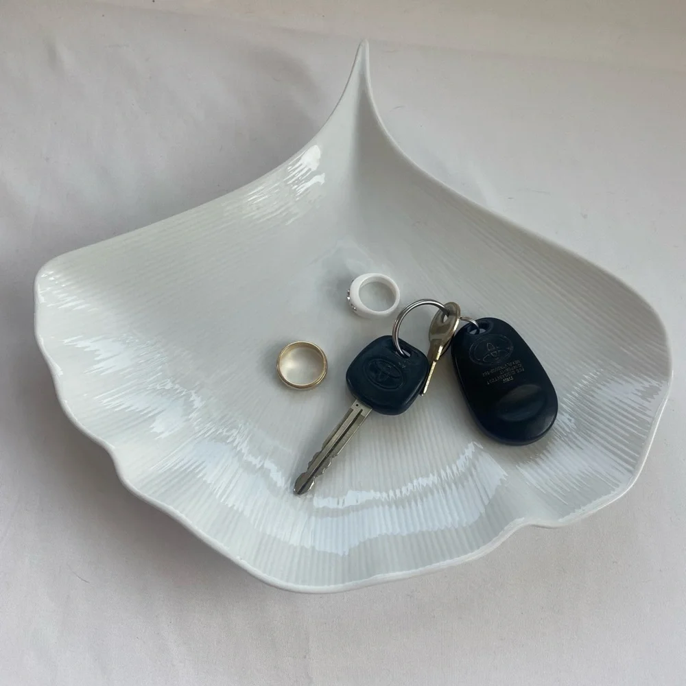 Crate&Barrel White Leaf-Shaped Dish